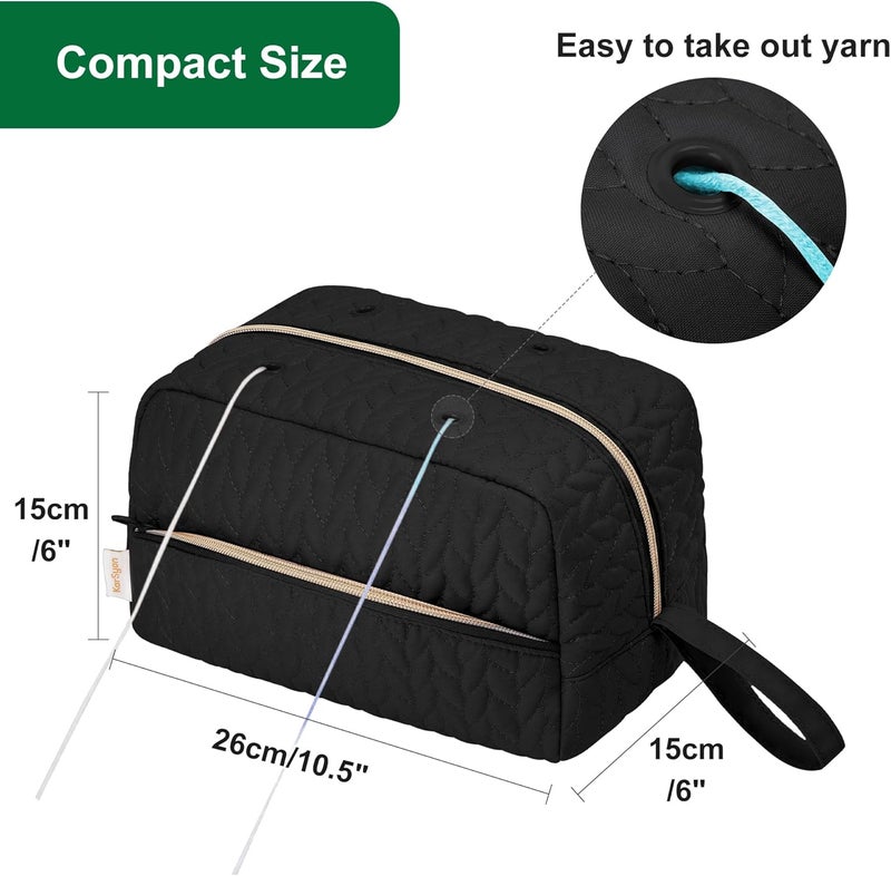 KarSyon Crochet Yarn Bag Knitting Bag Storage for Crocheting Accessories Crochet Hook Case Organizer Gift for Crochet Lovers (Black), K3201 - Image 5